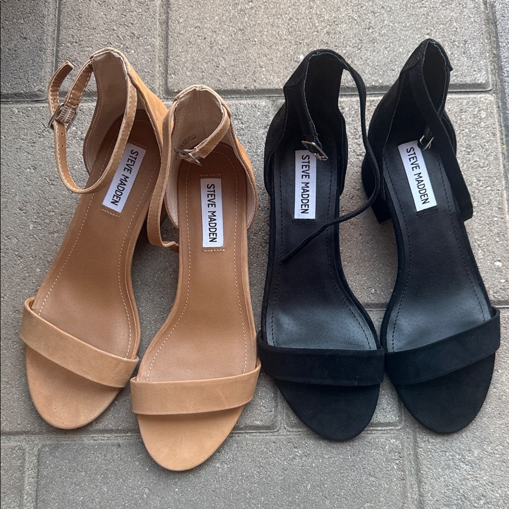 Steve Madden Ireneew tan black nubuck shoes sandals 9W